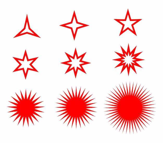 Set red stars icon elements design template Vector illustration