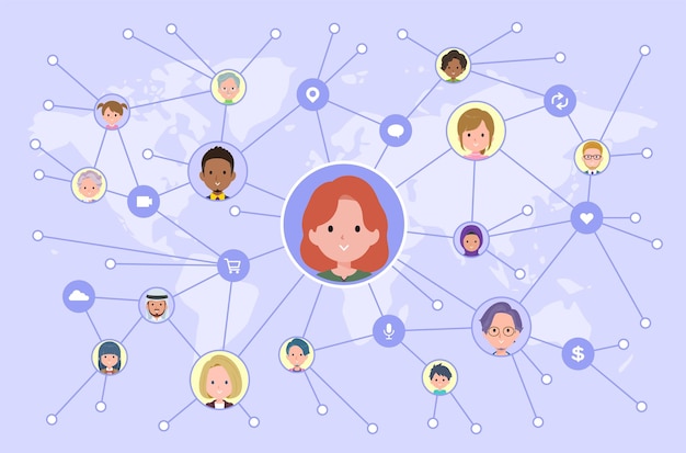 A set of redhead woman disseminating information on social media