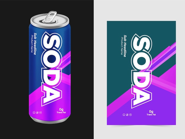 Vector set of refreshing soda drinks in metal cans