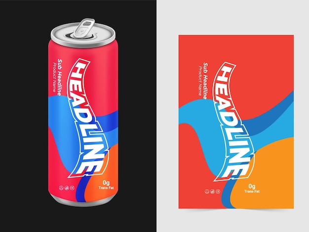 Vector set of refreshing soda drinks in metal cans