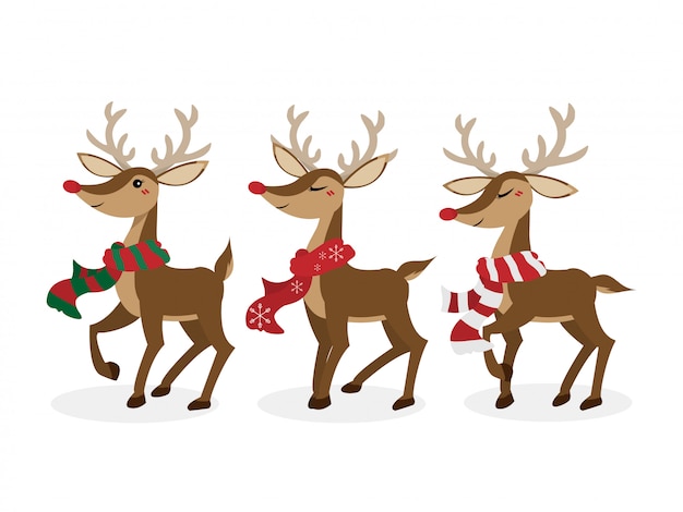 Set of reindeer for christmas holiday season.