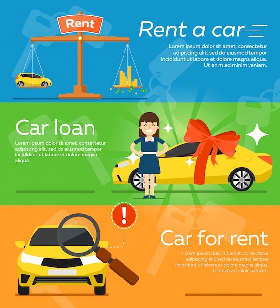 Set of rent a car banner template