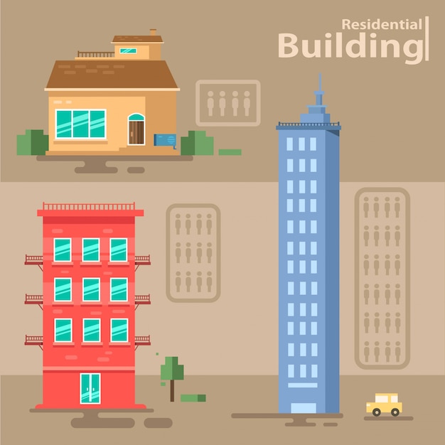 Vector set of residential building