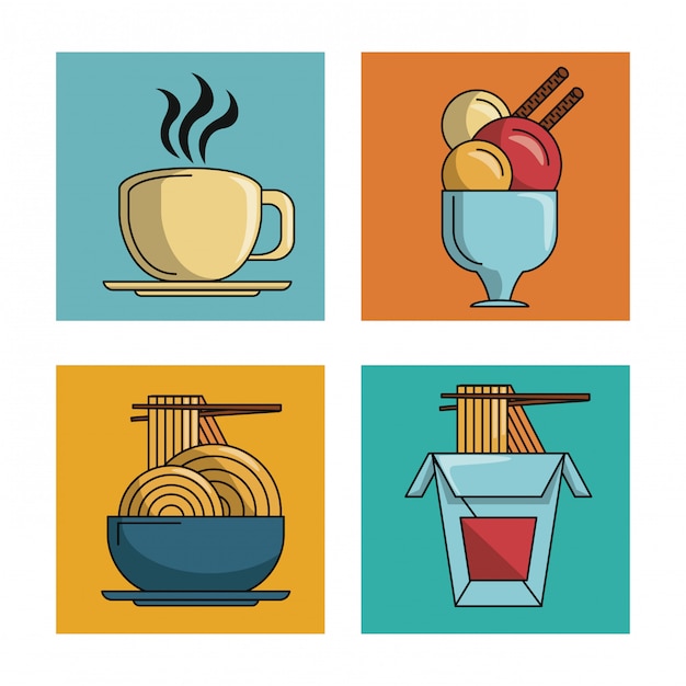 Set of restaurant elements icons 