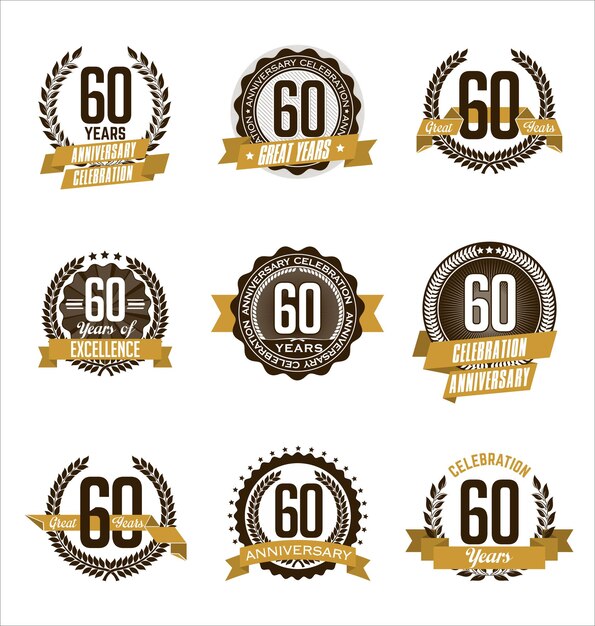 Vector set of retro anniversary badges