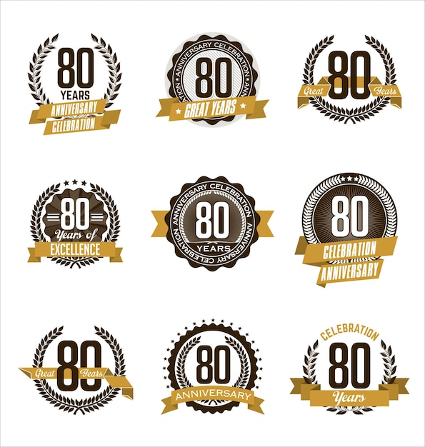 Set of retro anniversary badges