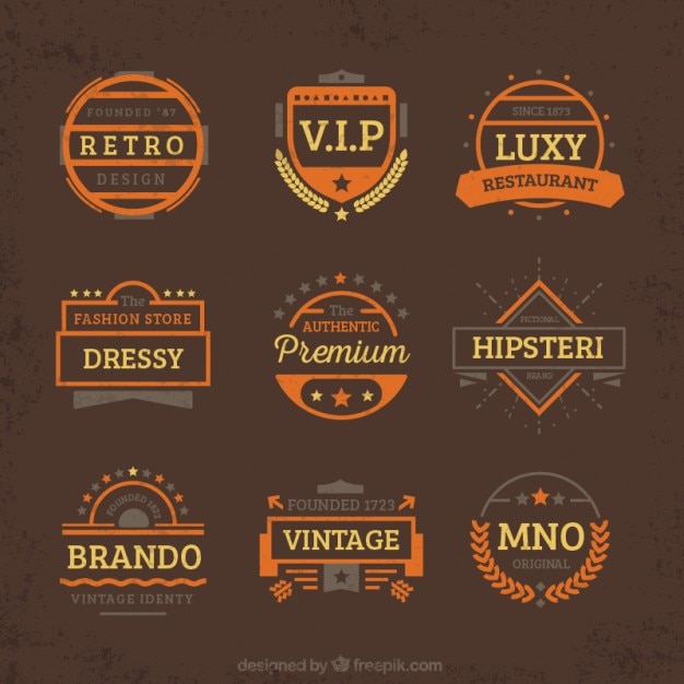 Vector set of retro badges in flat design