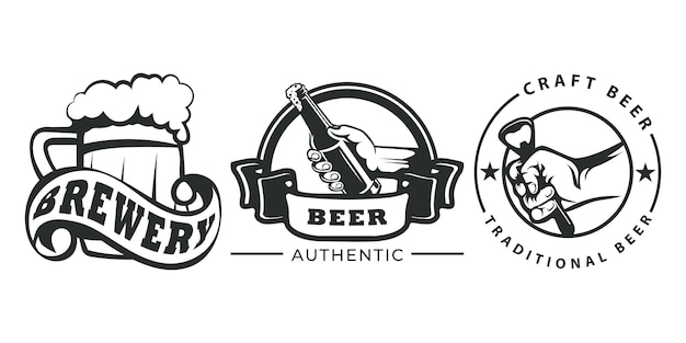 Set of retro beer logo design Brewing logo design illustration vector