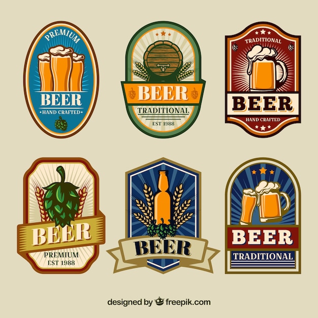 set of retro beer stickers