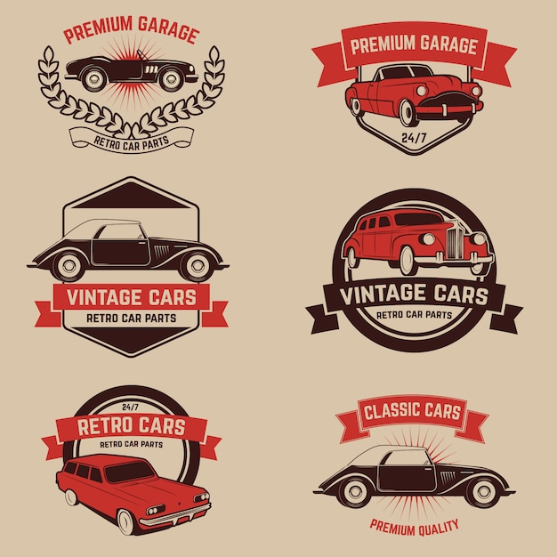 Vector set of retro car service emblems