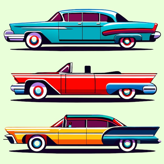 Set of retro car vector illustration