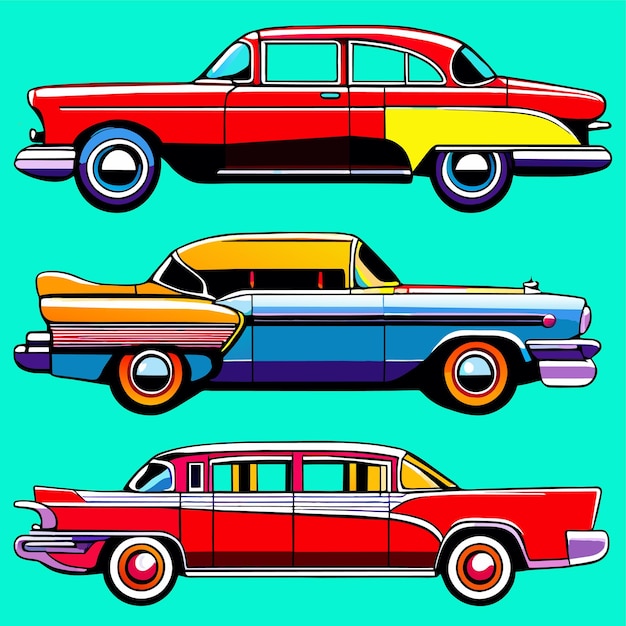 Set of retro car vector illustration