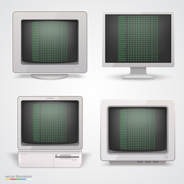 Vector set of retro computers. vector illustration 10eps