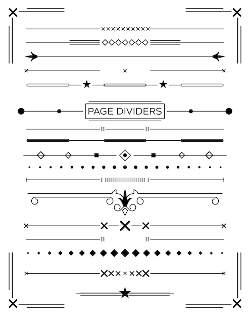 Vector set of retro decorative page dividers and design elements