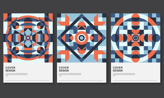 Vector set of retro geometric covers for print and decorative items.