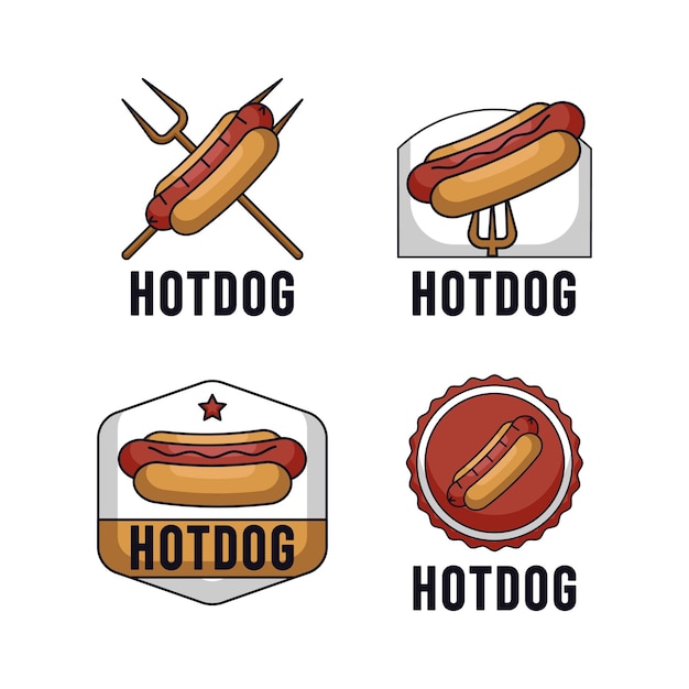 Set of retro hot dogs logo design template