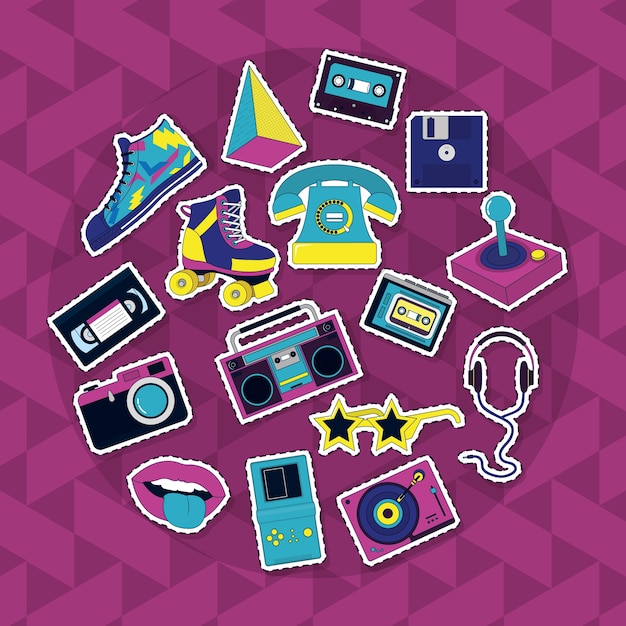 Vector set of retro icons