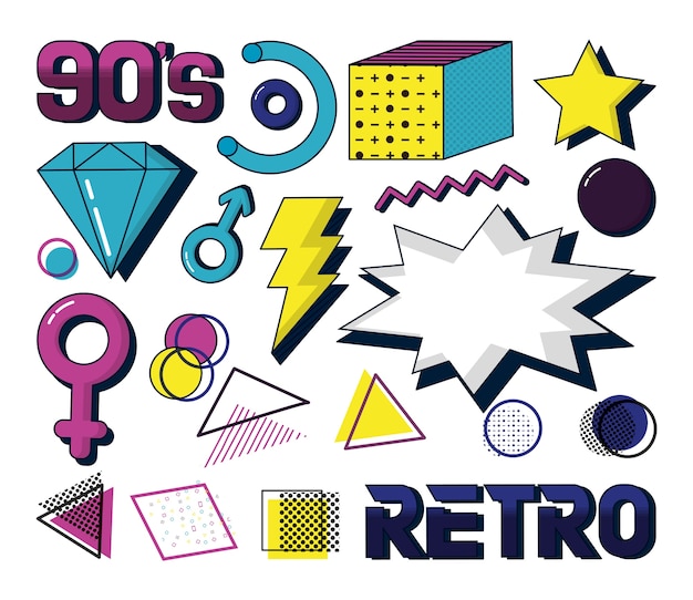 Vector set of retro icons