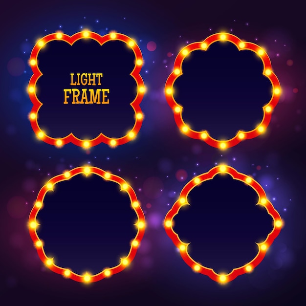 Set retro light frame. bulb frame vector illustration.