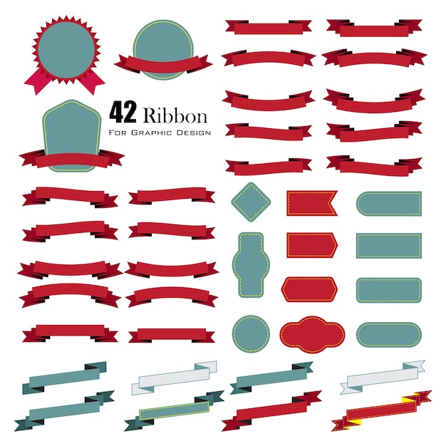 Vector set of retro ribbons and labels. vector illustration.