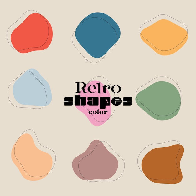 Set retro shapes color in vector