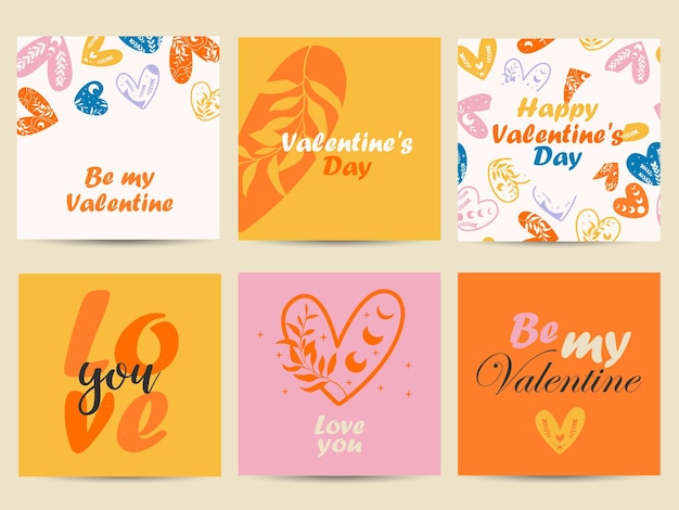 Set of retro valentines day cards perfect for valentines day cards and posters