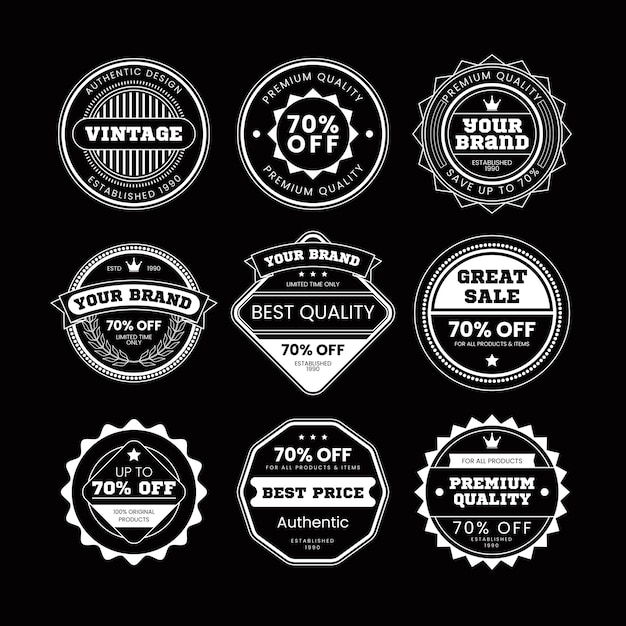 Vector set of retro vintage badge and label