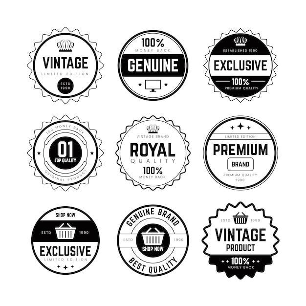 SET OF RETRO VINTAGE BADGE AND LABEL