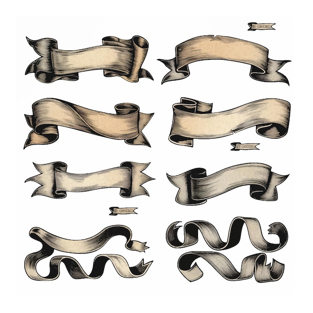 레트로 빈티지 리본 디자인 요소 세트 터