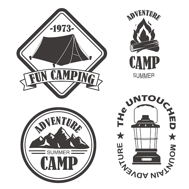 Set of retro vintage summer camping badges