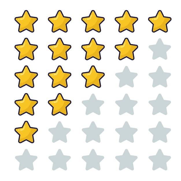 Set of review stars cartoon style