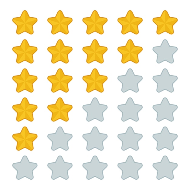 Vector set of review stars in flat style