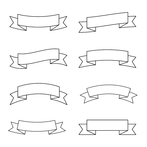 set of ribbon banner vector