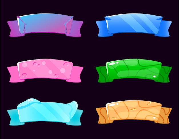 Vettore set di nastro in vari stili per elementi dell'interfaccia utente di gioco