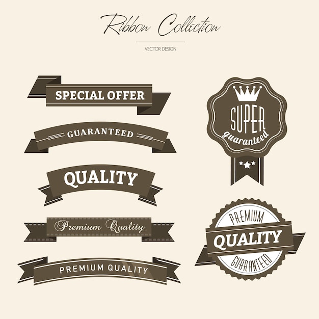 set ribbons black flat design