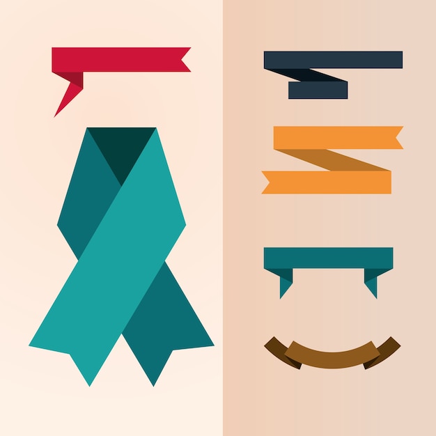 Vector set of ribbons, decorative.