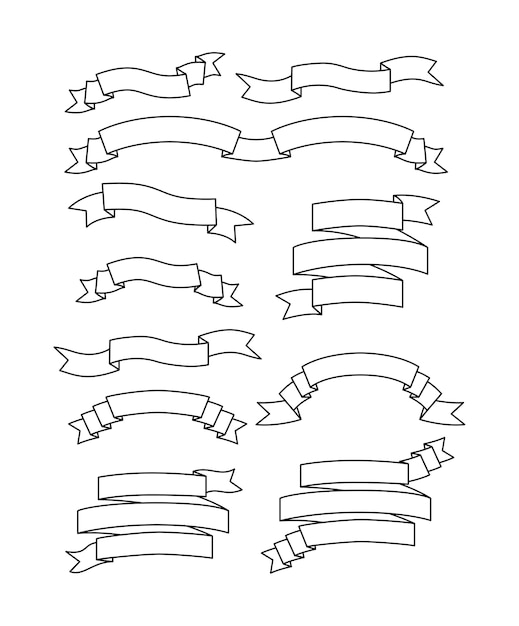 Vector set ribbons frames icons