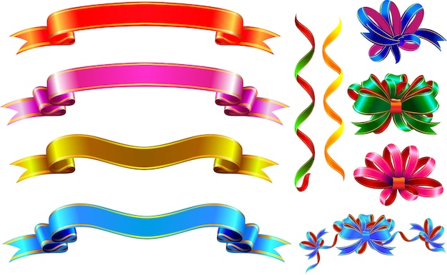 Vector set of ribbons and labels