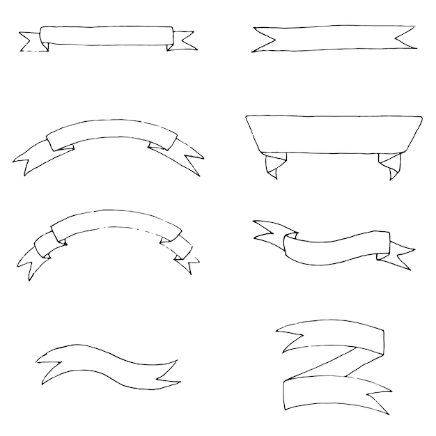 Vector set of ribbons liner banners badges labels