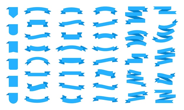 Набор лент Ленточные баннеры Современная коллекция синих лент