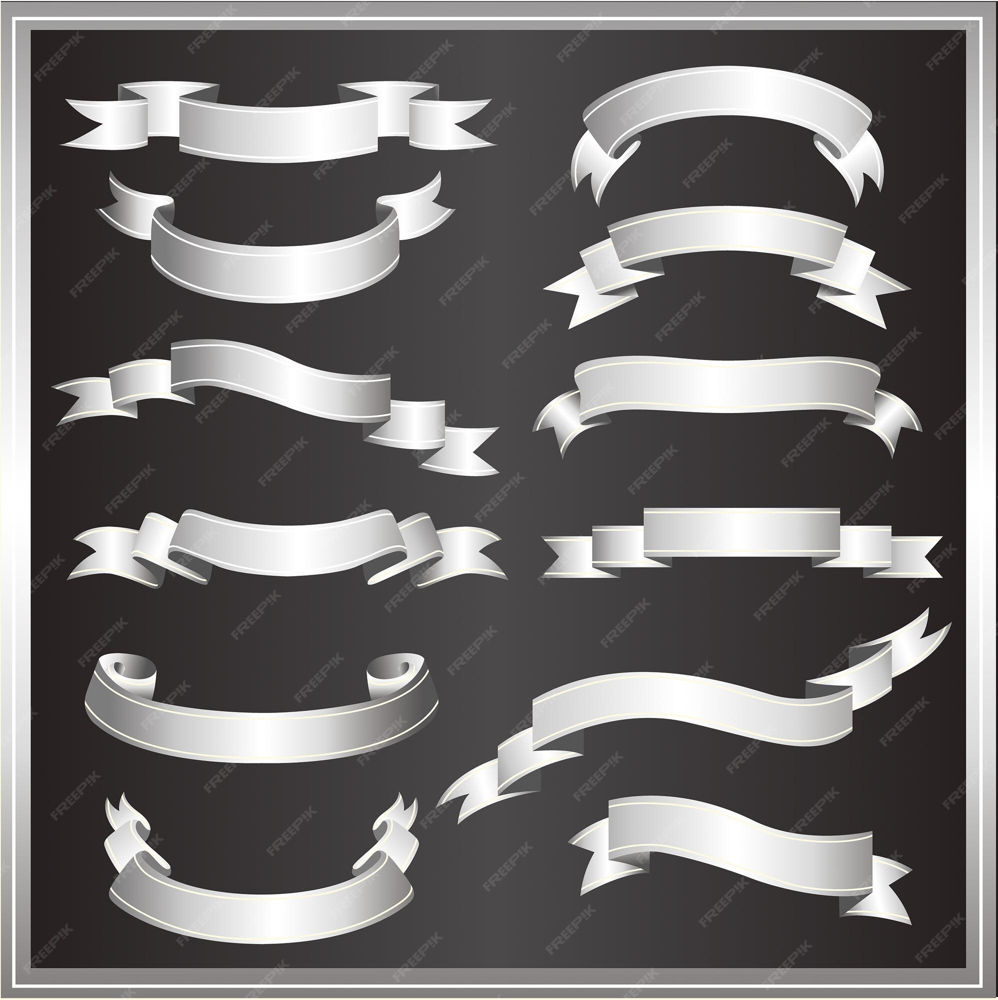 Premium Vector | SET OF RIBBONS VECTOR SILVER