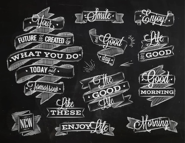 Vector set ribbons in vintage style