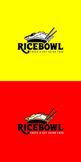 Set di design del logo ricebowl per la tua attività