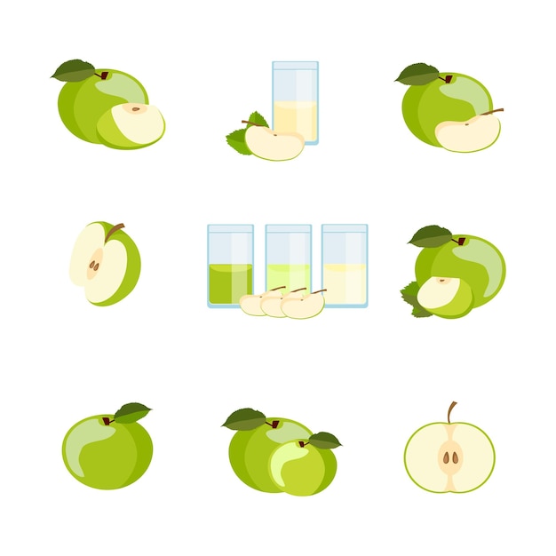 Set of ripe delicious apples vector