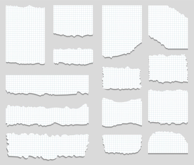 Набор разорванных и разорванных ячеек бумажного фона в квадратном векторе
