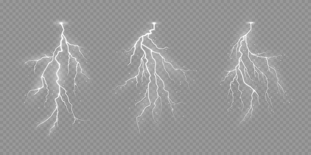 Set ritsen onweer en bliksem symbool van natuurlijke kracht