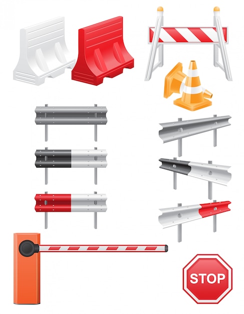 Set of road barrier vector illustration