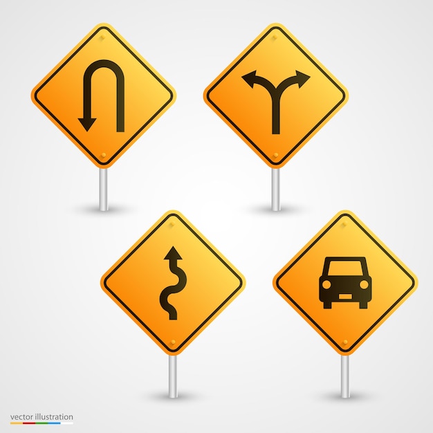 Vector set road sign art direction. vector illustration