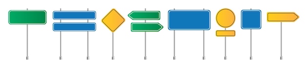 set of road signs directional signs realistic style vector graphics