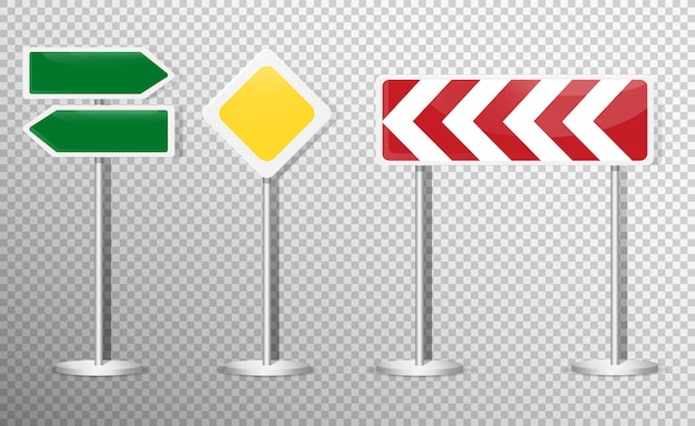 Set of road signs isolated on transparent . .